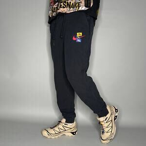 Vintage Y2K Jordan Sweatpants Mens M Black Multi Color Swoosh Cotton Joggers
